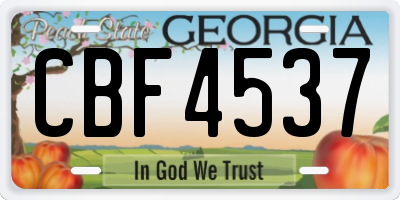 GA license plate CBF4537