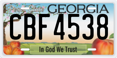 GA license plate CBF4538