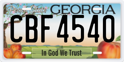 GA license plate CBF4540