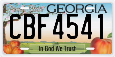 GA license plate CBF4541
