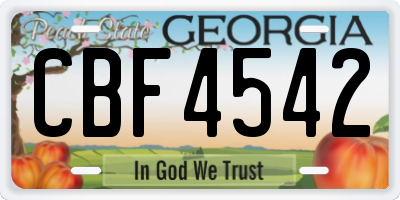 GA license plate CBF4542
