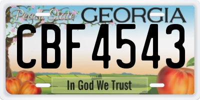 GA license plate CBF4543