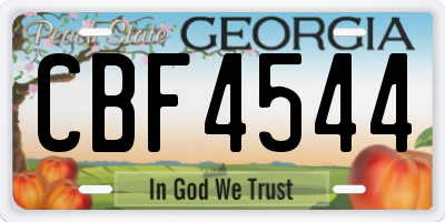 GA license plate CBF4544
