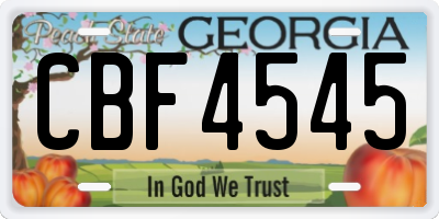 GA license plate CBF4545