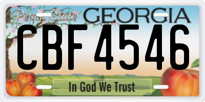 GA license plate CBF4546