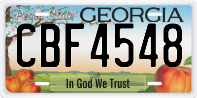GA license plate CBF4548