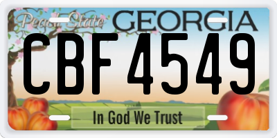 GA license plate CBF4549