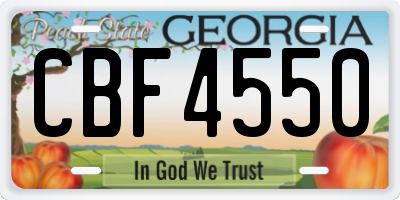 GA license plate CBF4550