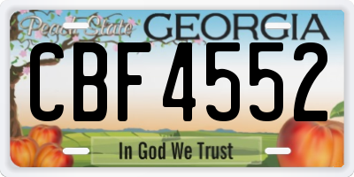 GA license plate CBF4552