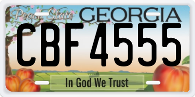 GA license plate CBF4555