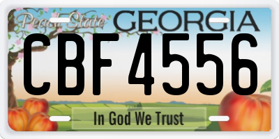 GA license plate CBF4556