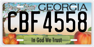 GA license plate CBF4558