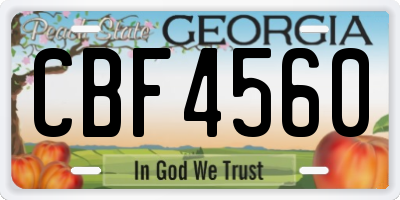 GA license plate CBF4560