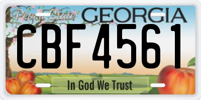 GA license plate CBF4561