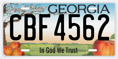 GA license plate CBF4562