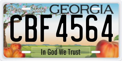GA license plate CBF4564