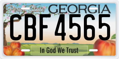 GA license plate CBF4565