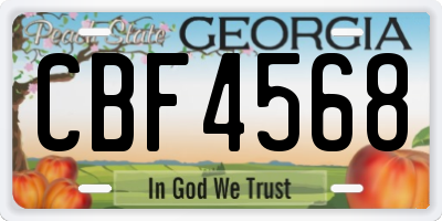 GA license plate CBF4568