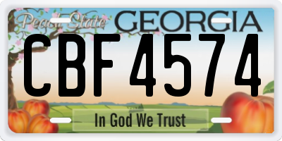 GA license plate CBF4574