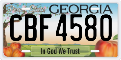 GA license plate CBF4580
