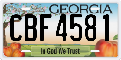 GA license plate CBF4581