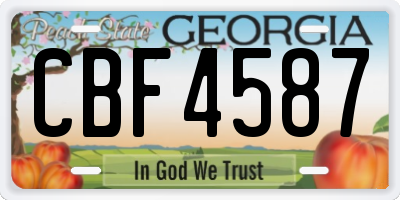 GA license plate CBF4587