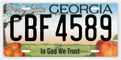 GA license plate CBF4589