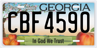 GA license plate CBF4590