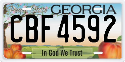 GA license plate CBF4592