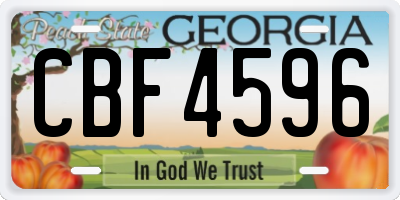 GA license plate CBF4596