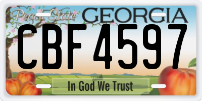 GA license plate CBF4597