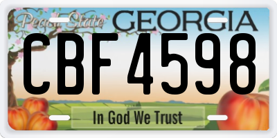 GA license plate CBF4598