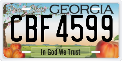 GA license plate CBF4599
