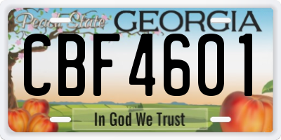 GA license plate CBF4601