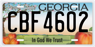 GA license plate CBF4602