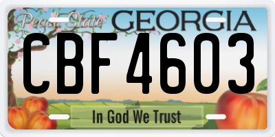 GA license plate CBF4603