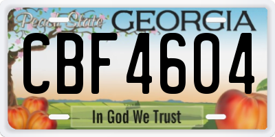 GA license plate CBF4604