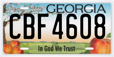 GA license plate CBF4608