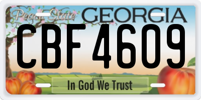 GA license plate CBF4609