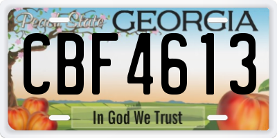 GA license plate CBF4613