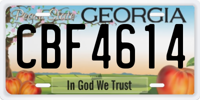 GA license plate CBF4614