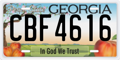 GA license plate CBF4616
