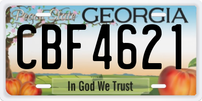 GA license plate CBF4621
