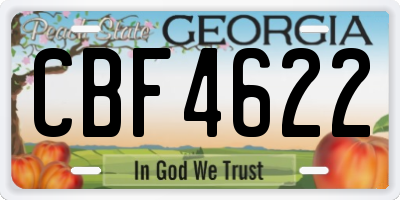 GA license plate CBF4622