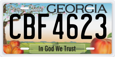 GA license plate CBF4623