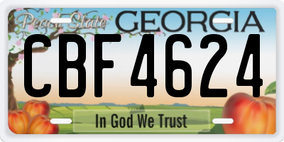 GA license plate CBF4624