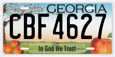 GA license plate CBF4627