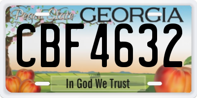 GA license plate CBF4632