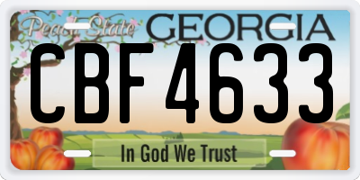 GA license plate CBF4633