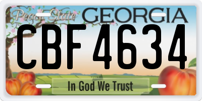 GA license plate CBF4634